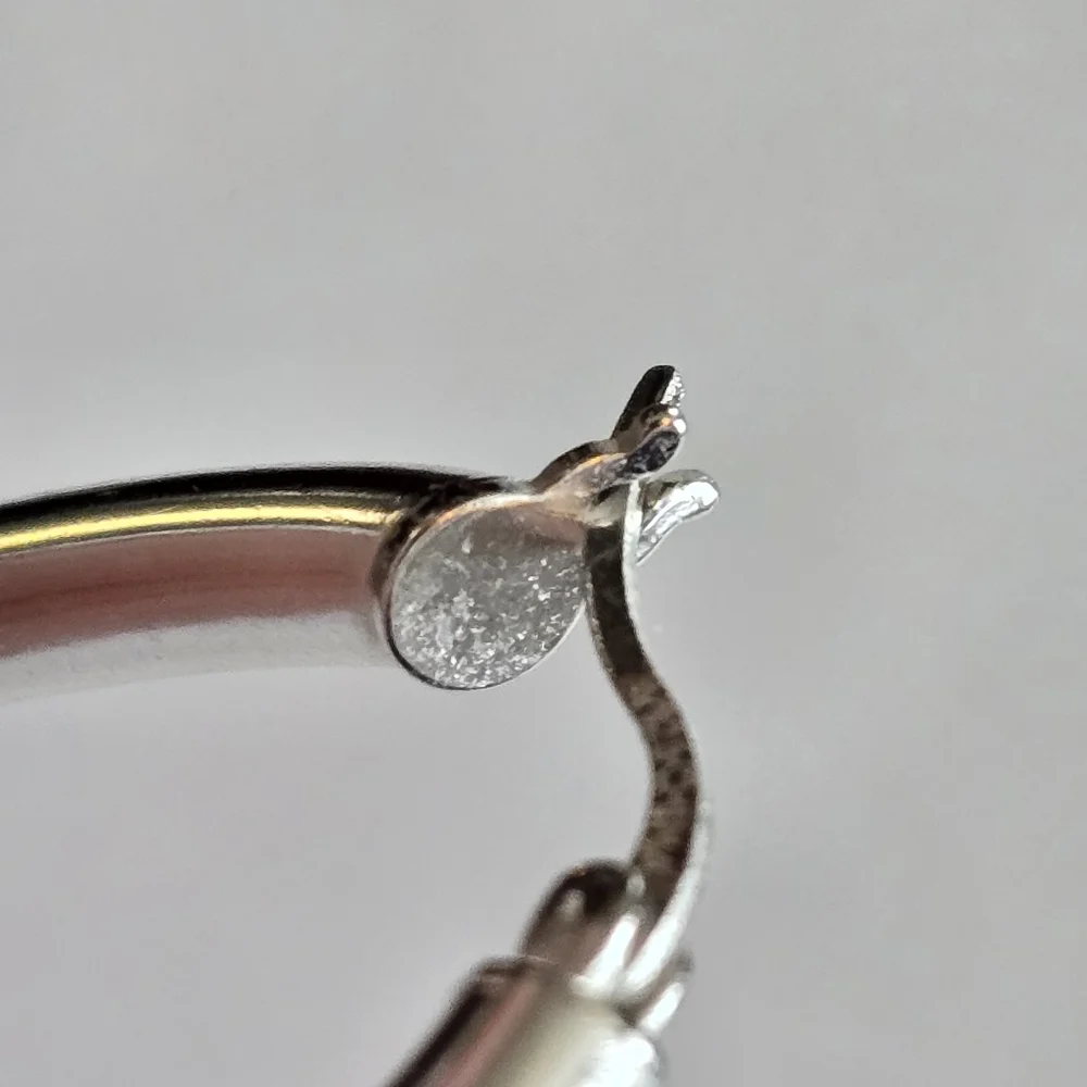 Sterling Silver hoop earrings 925 long elongated tube elegant classic - Picture 5 of 10